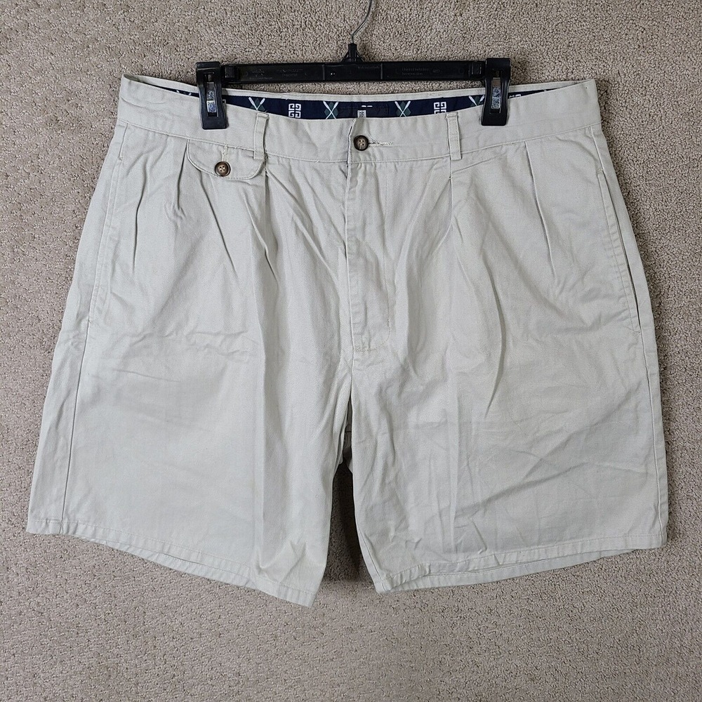 Vintage Givenchy‎ Shorts Mens 40 (36) Beige Chino Pleated Cotton Activewear Golf